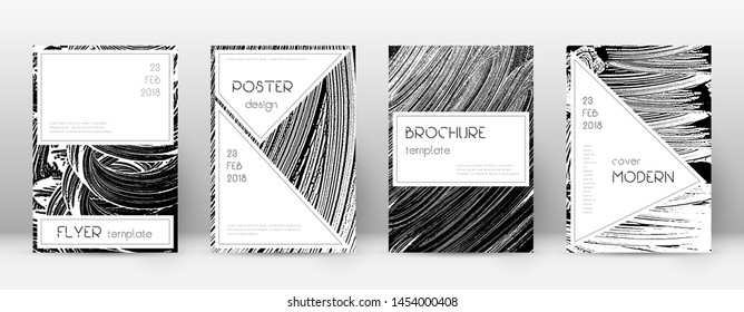 Cover page design template. Stylish brochure layout. Creative trendy abstract cover page. Black and white grunge texture background. Magnetic poster.