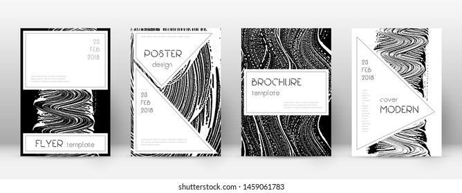 Cover page design template. Stylish brochure layout. Creative trendy abstract cover page. Black and white grunge texture background. Lovely poster.