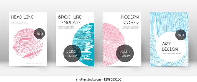 Cover page design template. Trendy brochure layout. Classic trendy abstract cover page. Pink and blue grunge texture background. Bewitching poster.