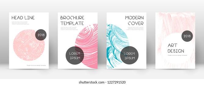 Cover page design template. Trendy brochure layout. Classic trendy abstract cover page. Pink and blue grunge texture background. Posh poster.