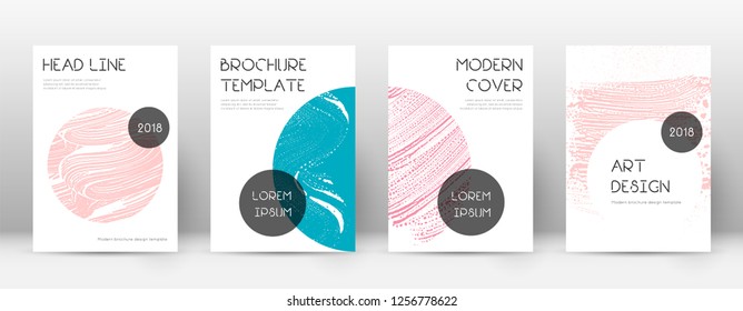 Cover page design template. Trendy brochure layout. Classic trendy abstract cover page. Pink and blue grunge texture background. Lively poster.