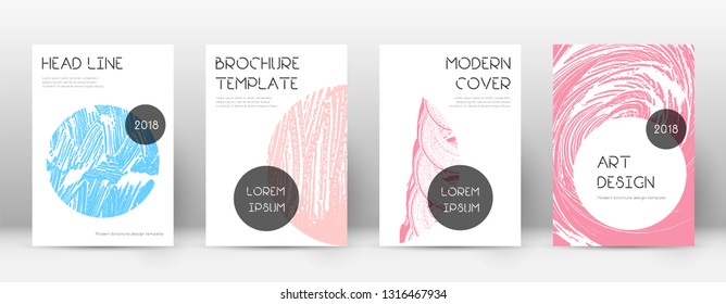 Cover page design template. Trendy brochure layout. Classic trendy abstract cover page. Pink and blue grunge texture background. Outstanding poster.