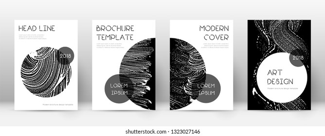 Cover page design template. Trendy brochure layout. Charming trendy abstract cover page. Black grunge texture background. Stylish poster.