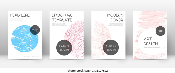 Cover page design template. Trendy brochure layout. Classic trendy abstract cover page. Pink and blue grunge texture background. Memorable poster.