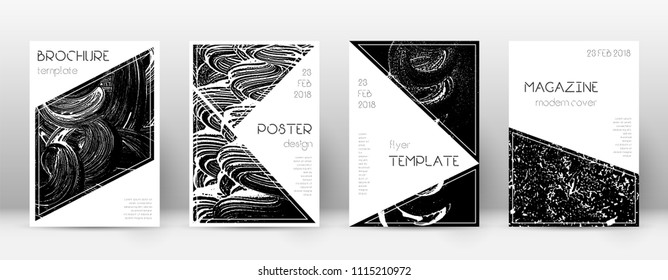 Cover page design template. Triangle brochure layout. Classy trendy abstract cover page. Black grunge texture background. Captivating poster.