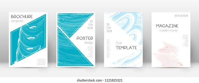 Cover page design template. Triangle brochure layout. Comely trendy abstract cover page. Pink and blue grunge texture background. Amusing poster.