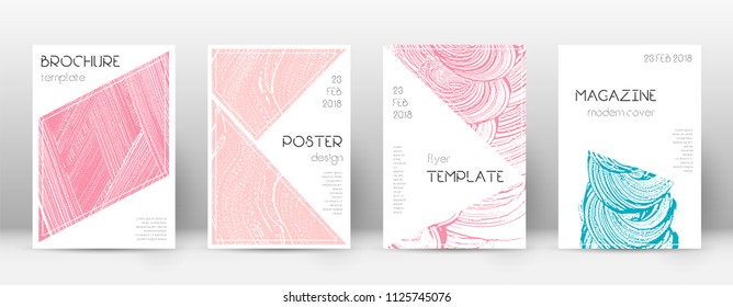 Cover page design template. Triangle brochure layout. Classy trendy abstract cover page. Pink and blue grunge texture background. Overwhelming poster.