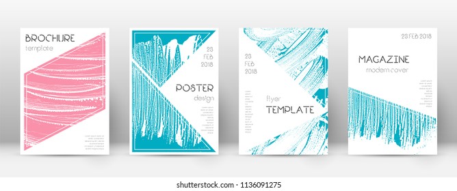 Cover page design template. Triangle brochure layout. Classy trendy abstract cover page. Pink and blue grunge texture background. Posh poster.