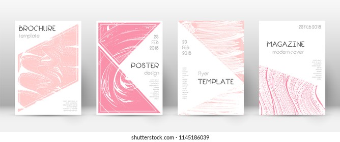 Cover page design template. Triangle brochure layout. Classy trendy abstract cover page. Pink and blue grunge texture background. Superb poster.