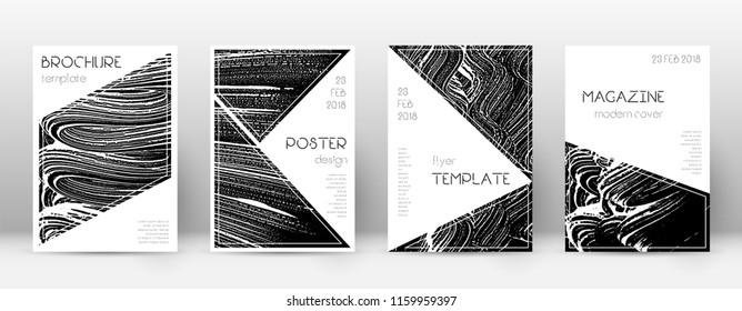 Cover page design template. Triangle brochure layout. Classy trendy abstract cover page. Black grunge texture background. Ecstatic poster.