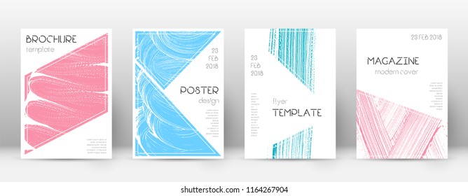 Cover page design template. Triangle brochure layout. Classy trendy abstract cover page. Pink and blue grunge texture background. Likable poster.