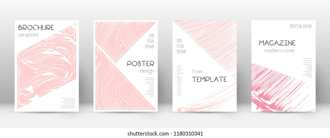 Cover page design template. Triangle brochure layout. Classy trendy abstract cover page. Pink and blue grunge texture background. Incredible poster.