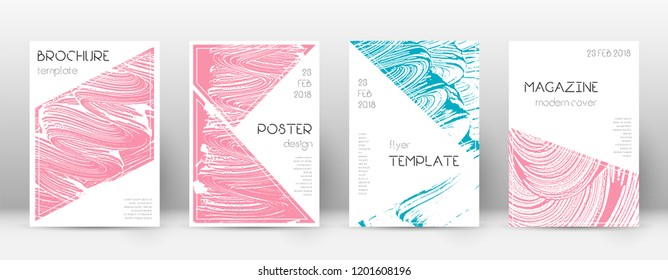 Cover page design template. Triangle brochure layout. Classy trendy abstract cover page. Pink and blue grunge texture background. Fetching poster.