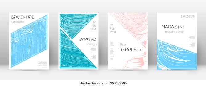 Cover page design template. Triangle brochure layout. Classy trendy abstract cover page. Pink and blue grunge texture background. Noteworthy poster.