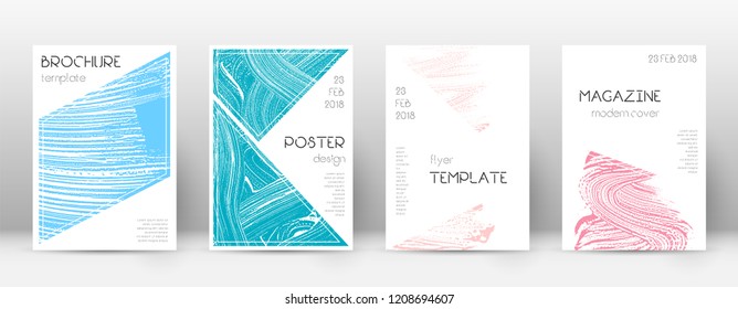 Cover page design template. Triangle brochure layout. Classy trendy abstract cover page. Pink and blue grunge texture background. Resplendent poster.