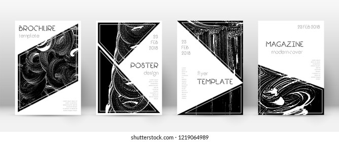 Cover page design template. Triangle brochure layout. Classy trendy abstract cover page. Black grunge texture background. Curious poster.