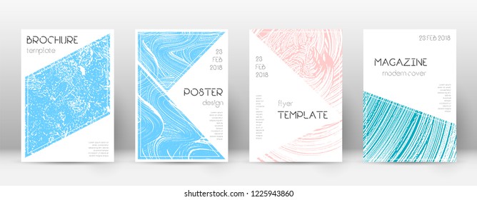 Cover page design template. Triangle brochure layout. Classy trendy abstract cover page. Pink and blue grunge texture background. Impressive poster.