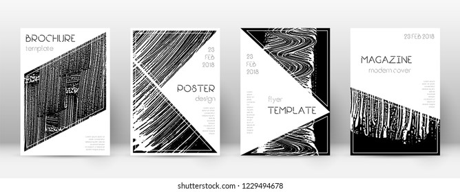 Cover page design template. Triangle brochure layout. Classy trendy abstract cover page. Black grunge texture background. Delicate poster.