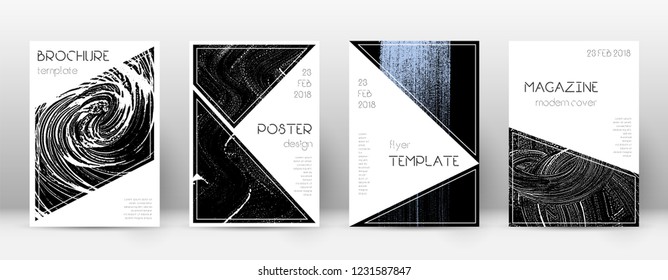 Cover page design template. Triangle brochure layout. Classy trendy abstract cover page. Black grunge texture background. Decent poster.