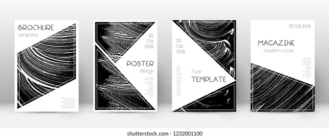 Cover page design template. Triangle brochure layout. Classy trendy abstract cover page. Black grunge texture background. Bewitching poster.