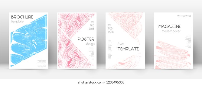 Cover page design template. Triangle brochure layout. Classy trendy abstract cover page. Pink and blue grunge texture background. Stylish poster.