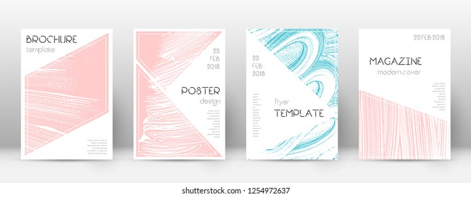 Cover page design template. Triangle brochure layout. Classy trendy abstract cover page. Pink and blue grunge texture background. Radiant poster.