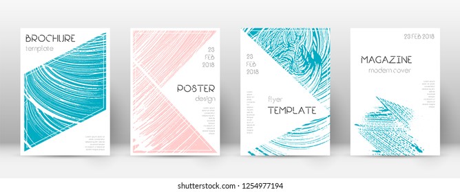 Cover page design template. Triangle brochure layout. Classy trendy abstract cover page. Pink and blue grunge texture background. Perfect poster.