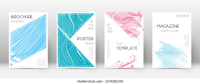 Cover page design template. Triangle brochure layout. Classy trendy abstract cover page. Pink and blue grunge texture background. Tempting poster.