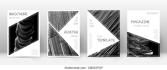 Cover page design template. Triangle brochure layout. Classy trendy abstract cover page. Black grunge texture background. Comely poster.