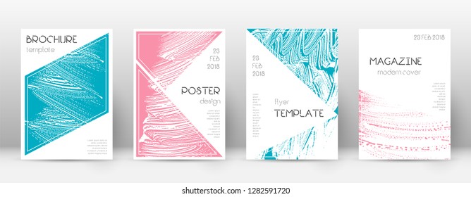 Cover page design template. Triangle brochure layout. Classy trendy abstract cover page. Pink and blue grunge texture background. Unique poster.