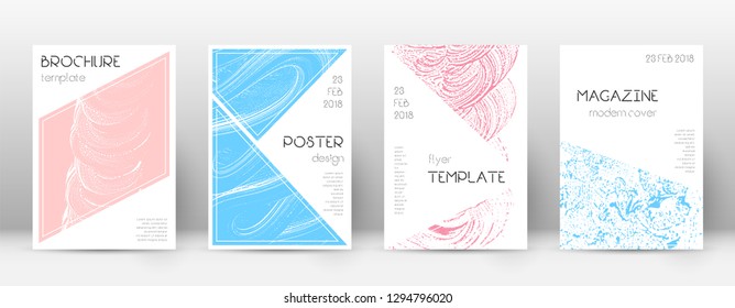 Cover page design template. Triangle brochure layout. Classy trendy abstract cover page. Pink and blue grunge texture background. Fair poster.