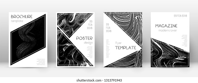Cover page design template. Triangle brochure layout. Classy trendy abstract cover page. Black grunge texture background. Emotional poster.