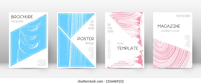 Cover page design template. Triangle brochure layout. Classy trendy abstract cover page. Pink and blue grunge texture background. Mind-blowing poster.