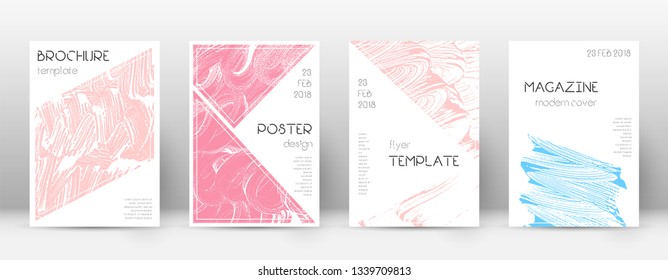 Cover page design template. Triangle brochure layout. Classy trendy abstract cover page. Pink and blue grunge texture background. Terrific poster.