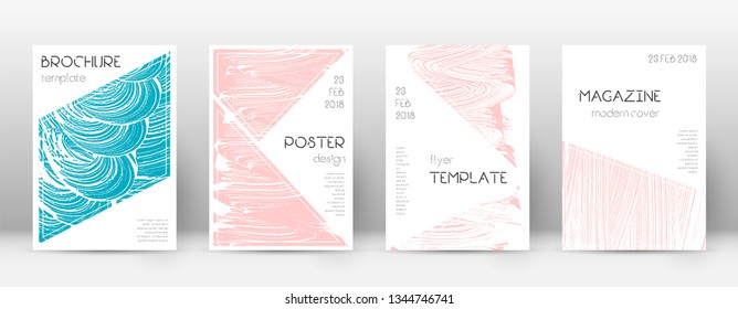 Cover page design template. Triangle brochure layout. Classy trendy abstract cover page. Pink and blue grunge texture background. Unusual poster.