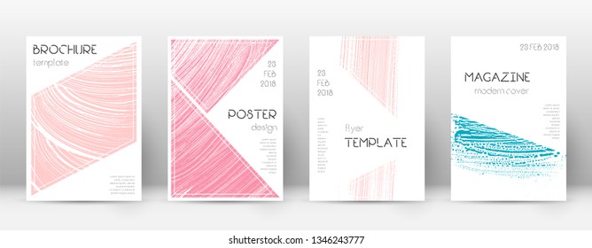 Cover page design template. Triangle brochure layout. Classy trendy abstract cover page. Pink and blue grunge texture background. Optimal poster.