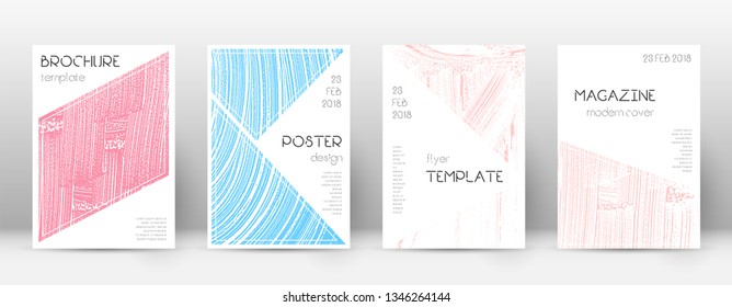 Cover page design template. Triangle brochure layout. Classy trendy abstract cover page. Pink and blue grunge texture background. Pleasing poster.