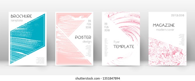 Cover page design template. Triangle brochure layout. Comely trendy abstract cover page. Pink and blue grunge texture background. Amazing poster.
