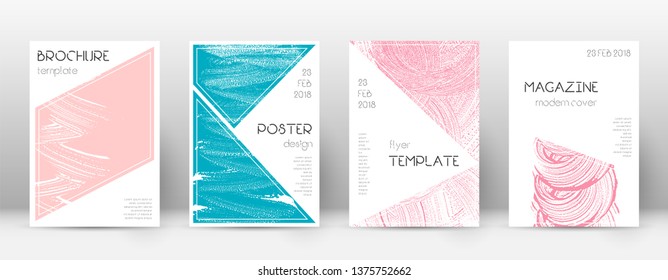 Cover page design template. Triangle brochure layout. Classy trendy abstract cover page. Pink and blue grunge texture background. Marvelous poster.