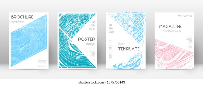 Cover page design template. Triangle brochure layout. Classy trendy abstract cover page. Pink and blue grunge texture background. Outstanding poster.