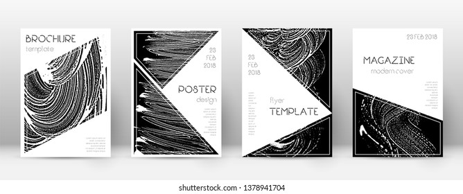 Cover page design template. Triangle brochure layout. Classy trendy abstract cover page. Black grunge texture background. Beauteous poster.