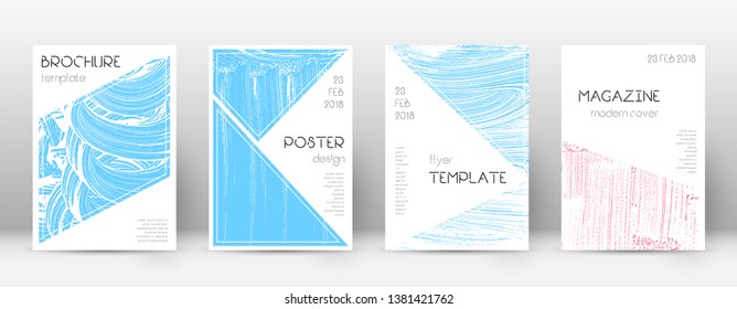 Cover page design template. Triangle brochure layout. Classy trendy abstract cover page. Pink and blue grunge texture background. Fresh poster.
