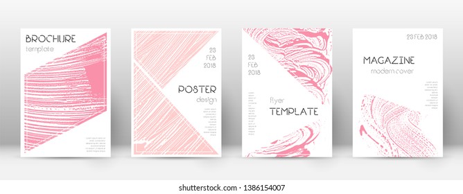 Cover page design template. Triangle brochure layout. Classy trendy abstract cover page. Pink and blue grunge texture background. Positive poster.