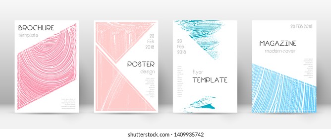 Cover page design template. Triangle brochure layout. Classy trendy abstract cover page. Pink and blue grunge texture background. Stunning poster.