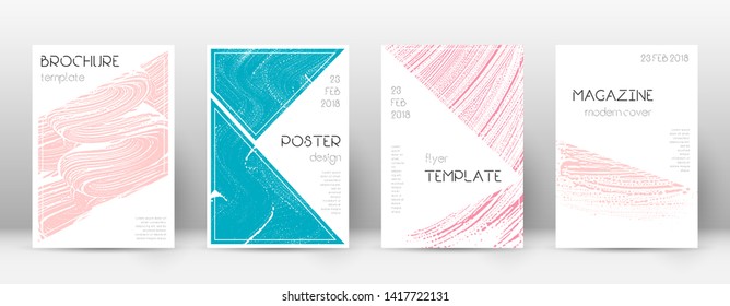 Cover page design template. Triangle brochure layout. Classy trendy abstract cover page. Pink and blue grunge texture background. Remarkable poster.