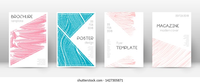 Cover page design template. Triangle brochure layout. Classy trendy abstract cover page. Pink and blue grunge texture background. Mesmeric poster.