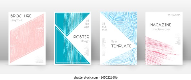 Cover page design template. Triangle brochure layout. Comely trendy abstract cover page. Pink and blue grunge texture background. Astonishing poster.