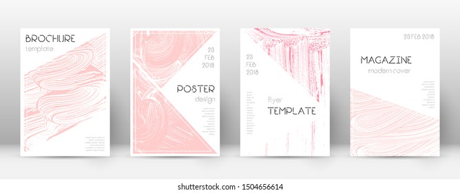 Cover page design template. Triangle brochure layout. Classy trendy abstract cover page. Pink and blue grunge texture background. Memorable poster.