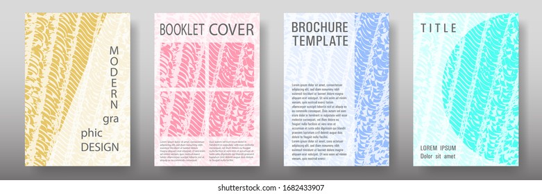 Cover page design templates set. Minimal brochure layouts. Trendy abstract cover pages. Pink turquoise blue grunge texture backgrounds. Stylish posters.