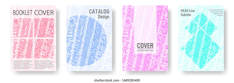 Cover page design templates set. Minimal brochure layouts. Trendy abstract cover pages. Pink turquoise blue grunge texture backgrounds. Stylish posters.